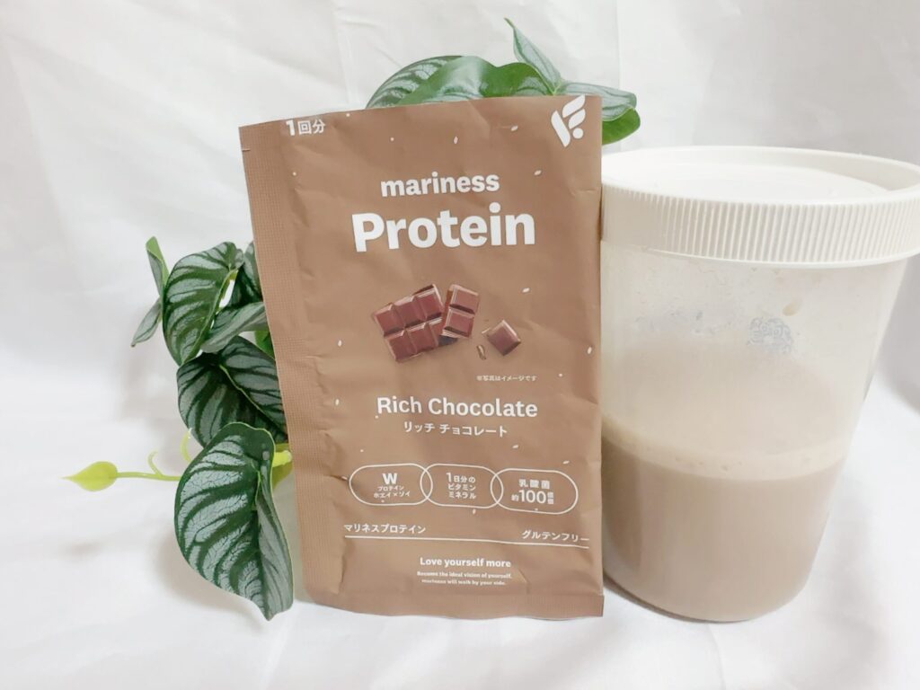 マリネスプロテインのリッチチョコレート味をシェイカーで作ったところ